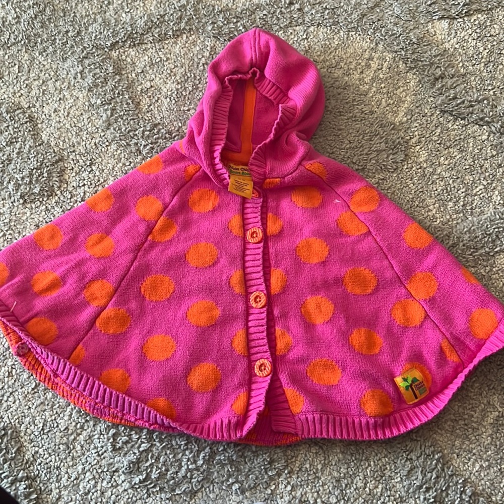 Chicka Chicka Boom Boom polka dot sweater size 3T cape